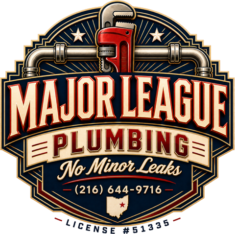 Major League Plumbing LLC crest logo with pipe wrench