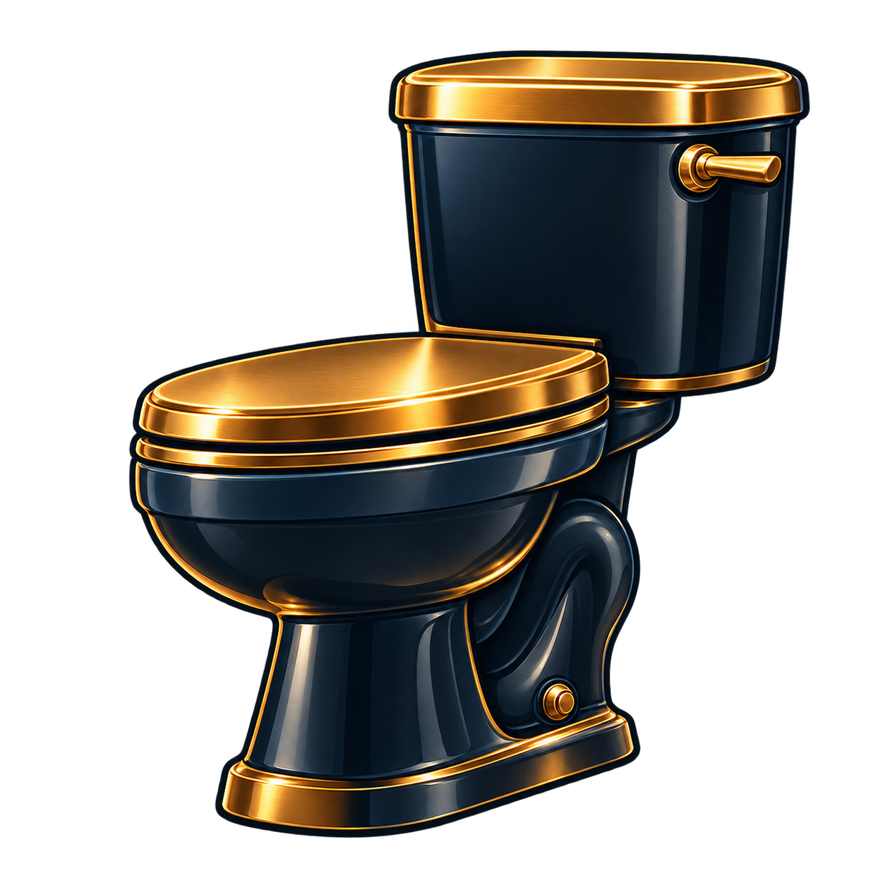 Navy and brass toilet fixture